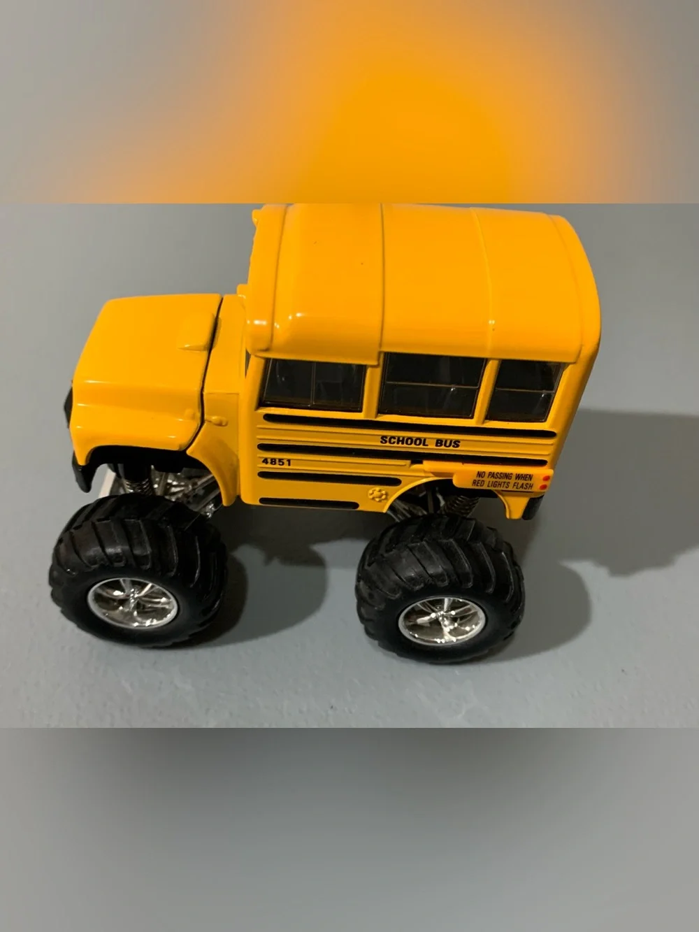 Yellow Monster School Bus Pull-Back Toy by